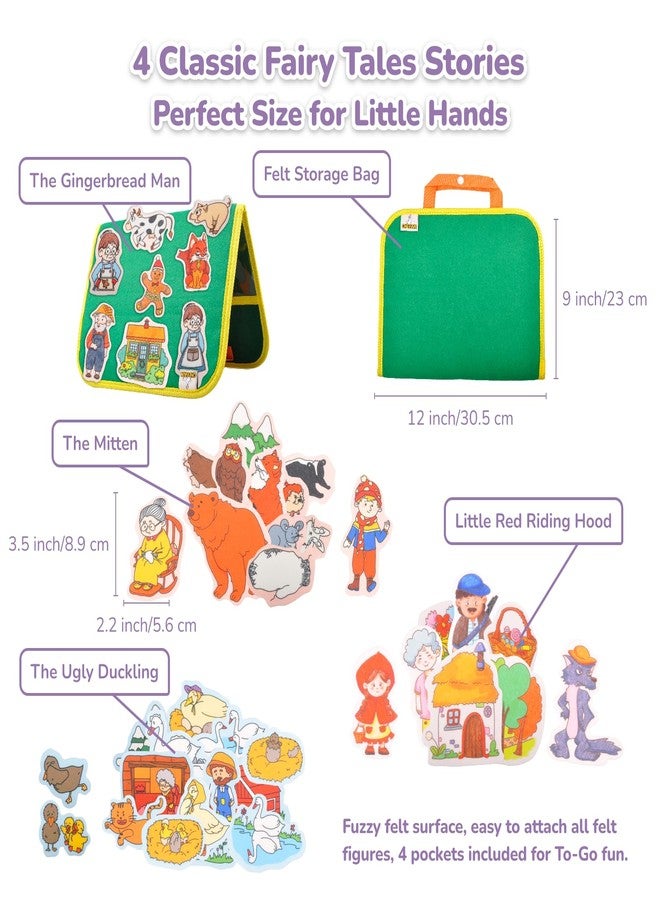 CHEFAN 4 Pack Felt Board Story Set, The Mitten, The Little Red Riding Hood, Gingerbread Man, Ugly Duckling, Precut Felt/Flannel Figure Pieces Teaching Wall for Preschool Activity Early Storytelling - Image 2
